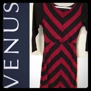 Black and wine striped dress by Venus.